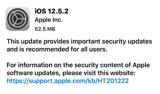 天心苹果手机维修分享iOS12.5.2发布，建议所有老苹果用户安装 